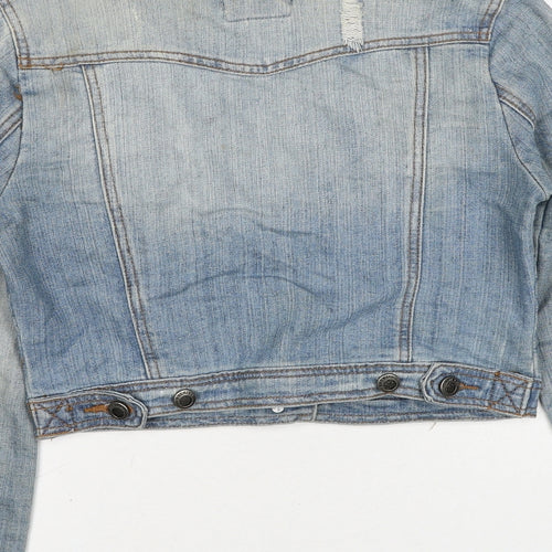 Hot Kiss Womens Blue Jacket Size S Button - Lace Details