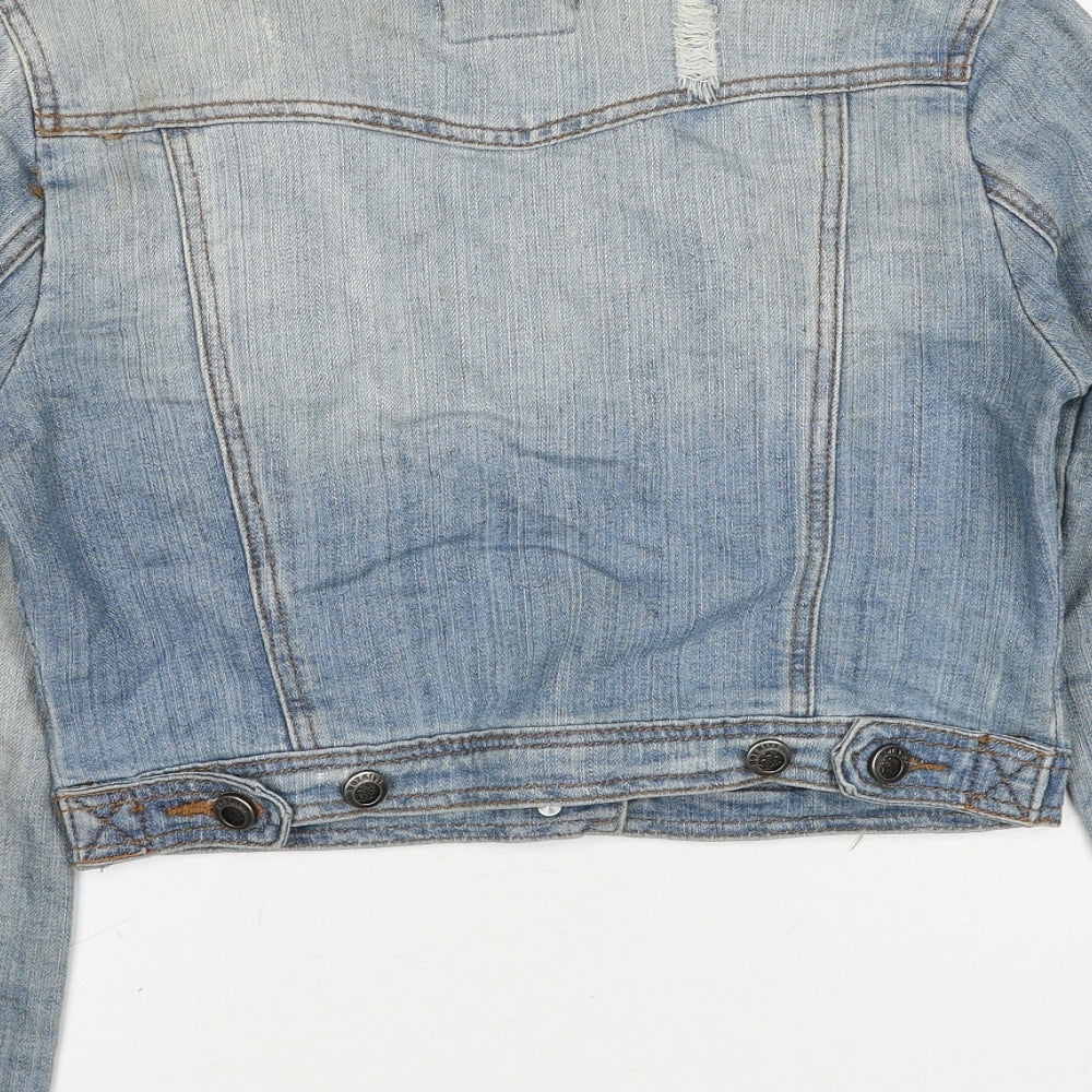 Hot Kiss Womens Blue Jacket Size S Button - Lace Details