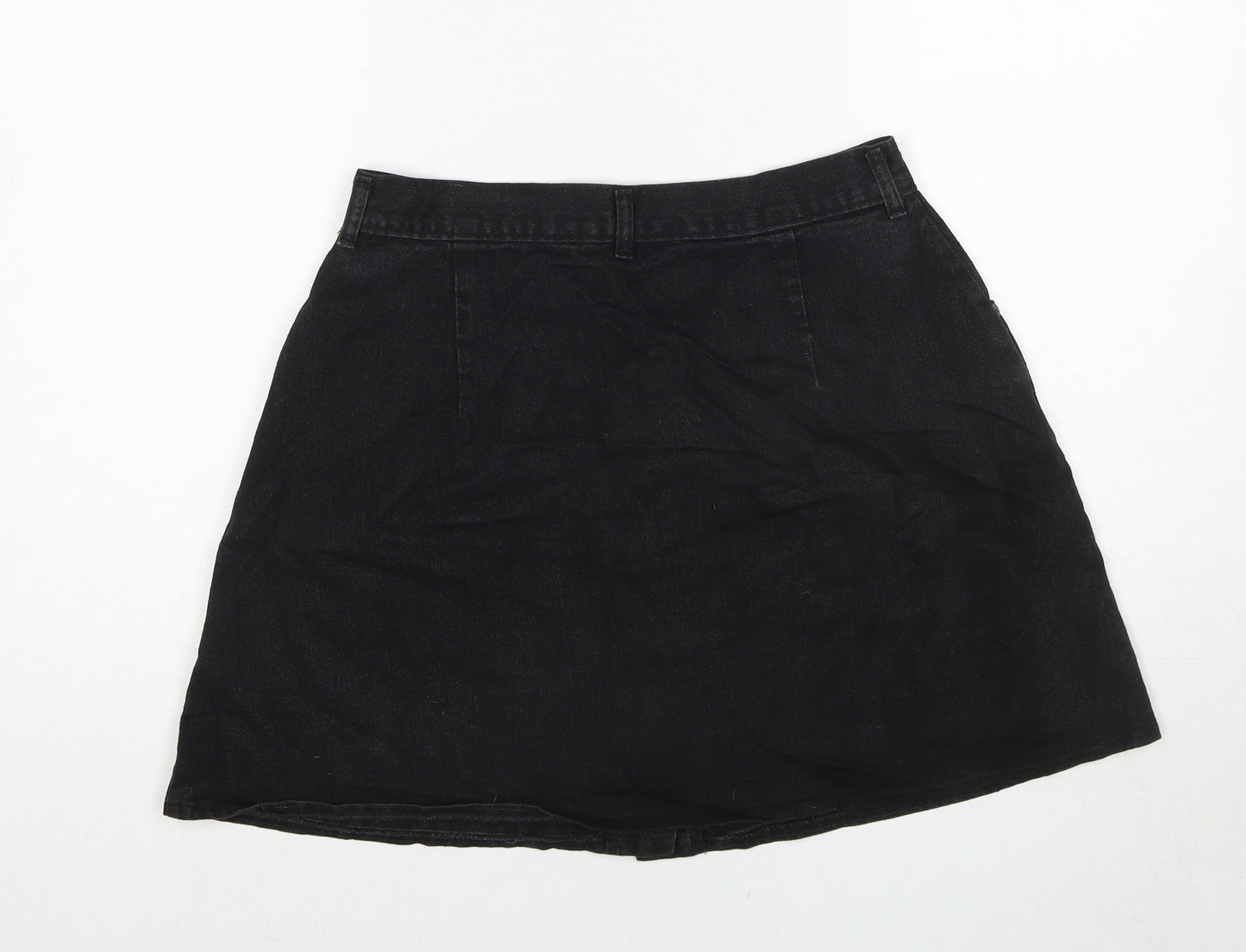 Dorothy Perkins Womens Black Cotton A-Line Skirt Size 16 Button