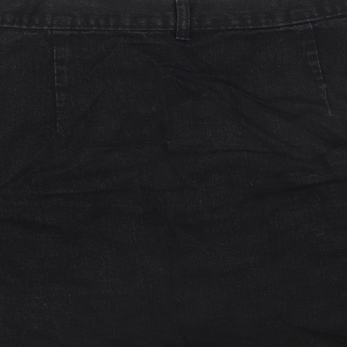 Dorothy Perkins Womens Black Cotton A-Line Skirt Size 16 Button