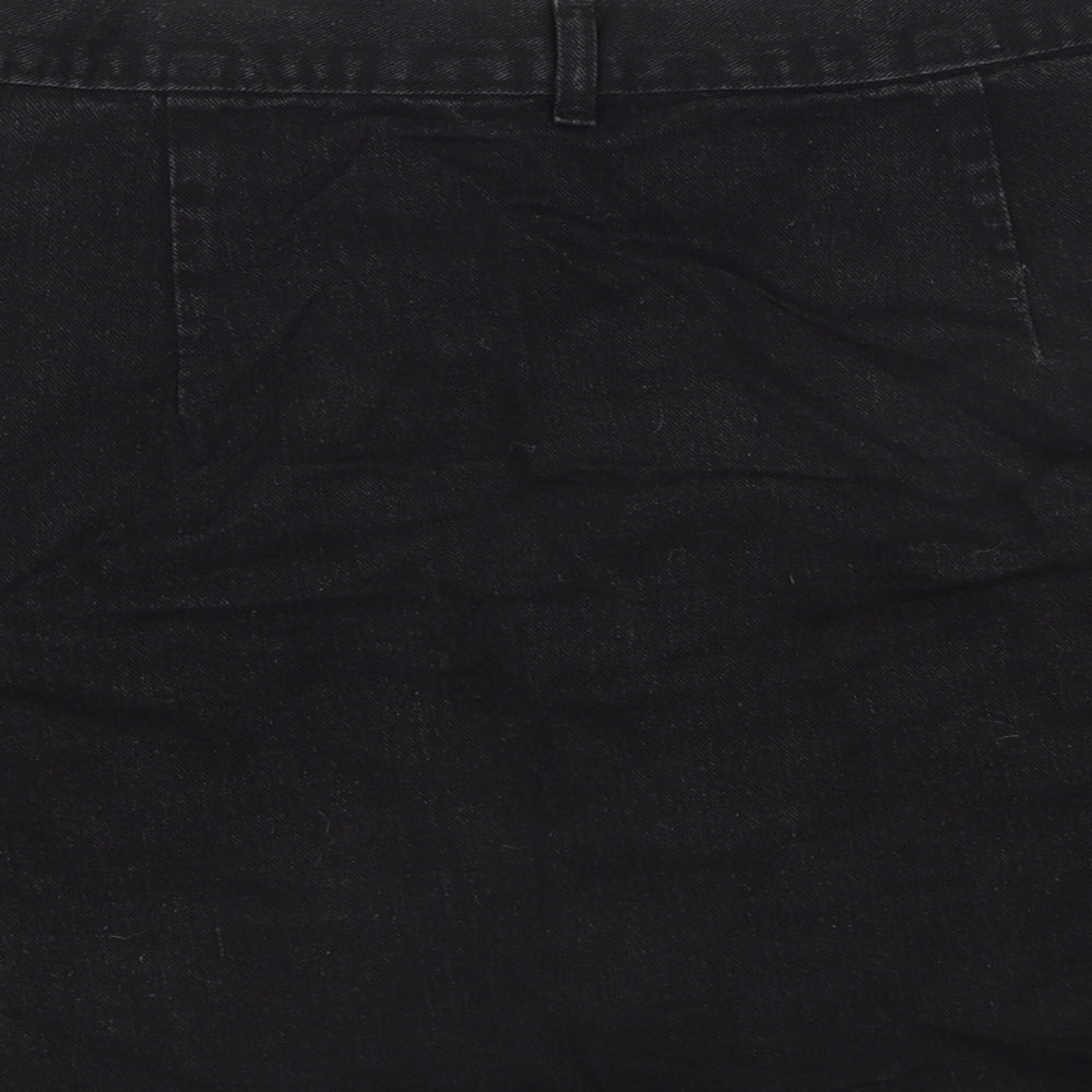 Dorothy Perkins Womens Black Cotton A-Line Skirt Size 16 Button