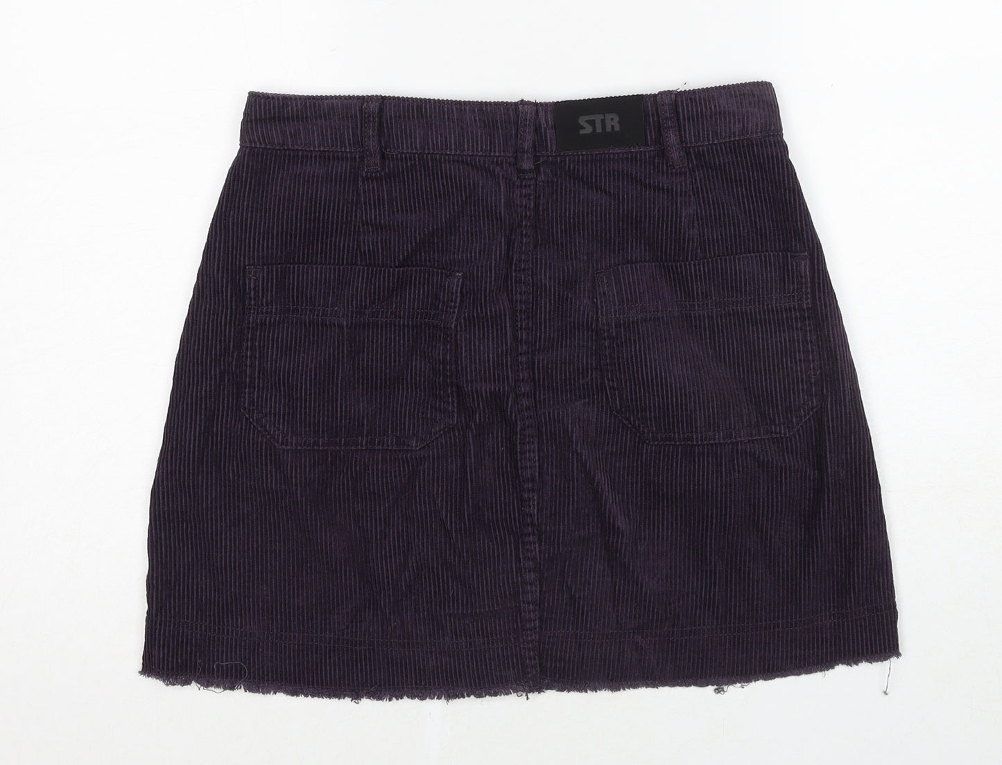 Stradivarius Womens Purple Cotton A-Line Skirt Size 10 Zip