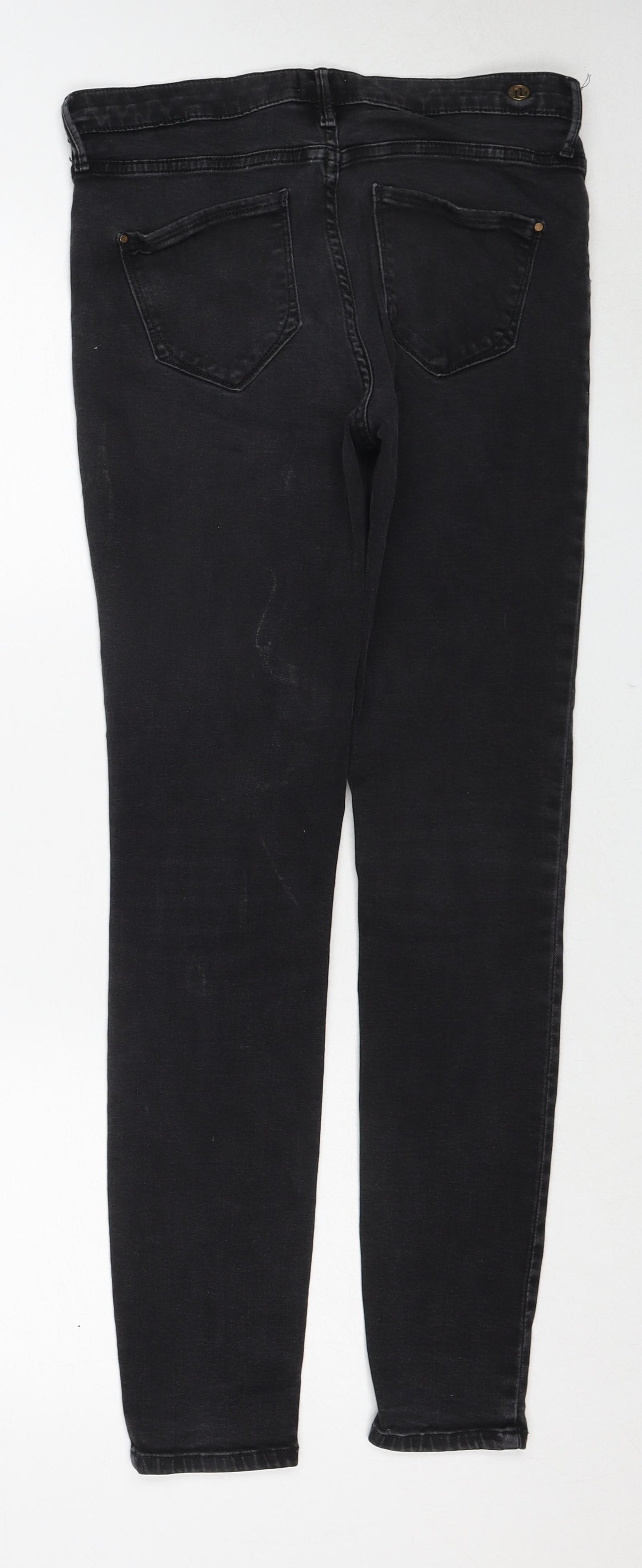 River Island Womens Black Cotton Skinny Jeans Size 12 Regular Zip