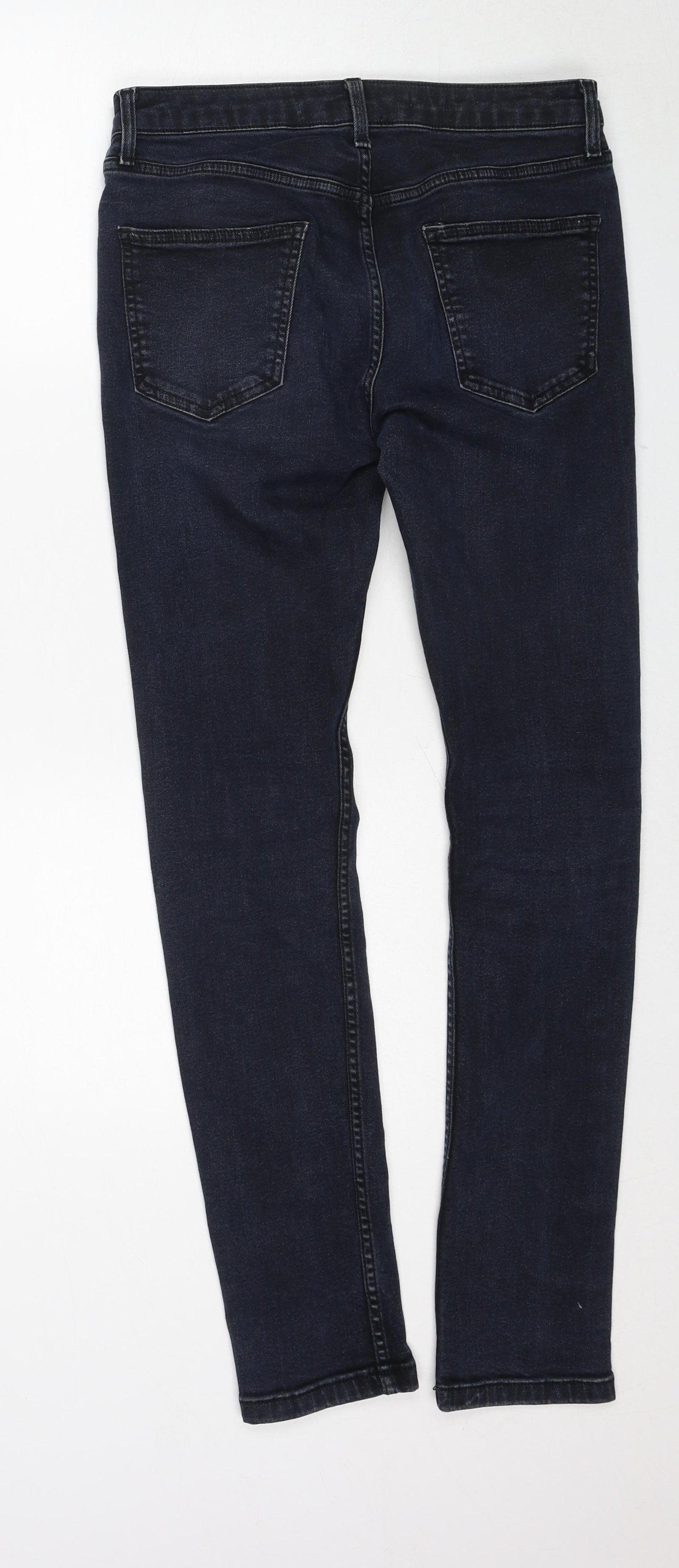 Topman Mens Blue Cotton Skinny Jeans Size 30 in L30 in Regular Zip
