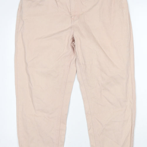 Missguided Womens Beige Cotton Mom Jeans Size 12 Regular Zip