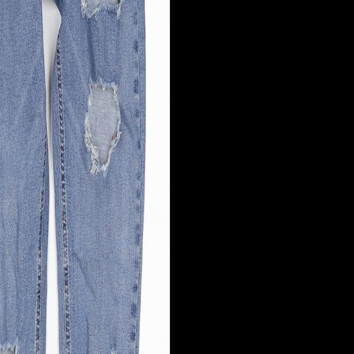 Topshop Womens Blue Cotton Skinny Jeans Size 25 in L34 in Regular Zip