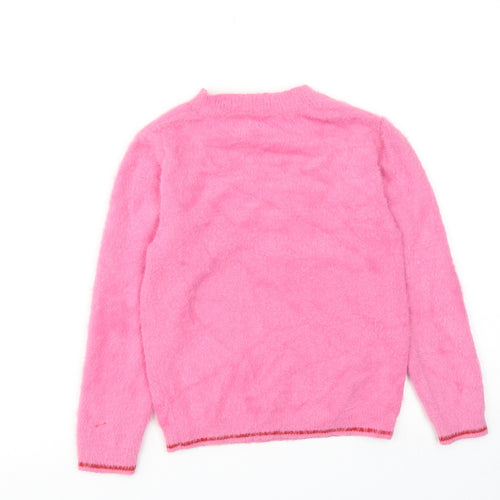 M&Co Girls Pink Round Neck Nylon Pullover Jumper Size 8-9 Years Pullover - Love