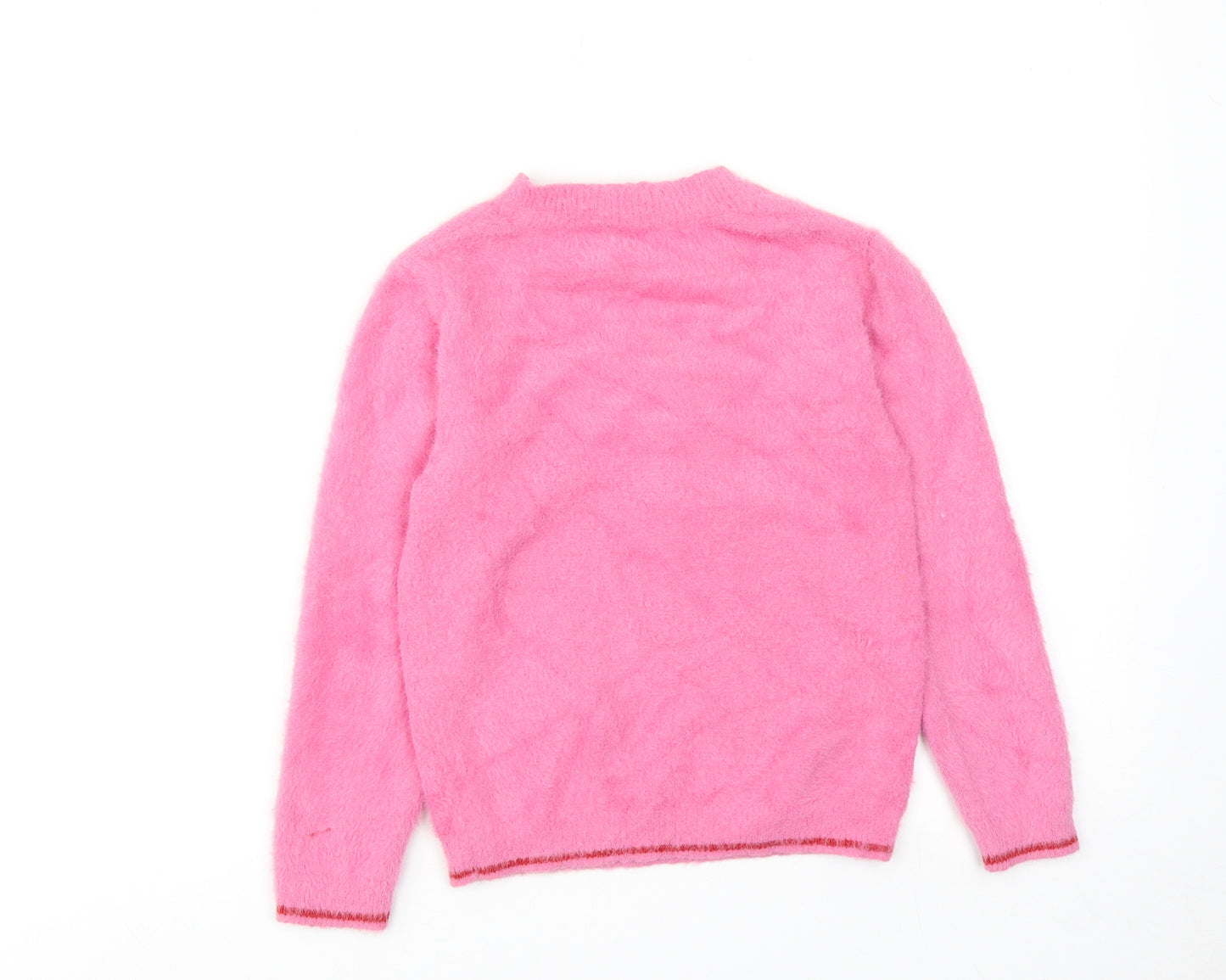 M&Co Girls Pink Round Neck Nylon Pullover Jumper Size 8-9 Years Pullover - Love