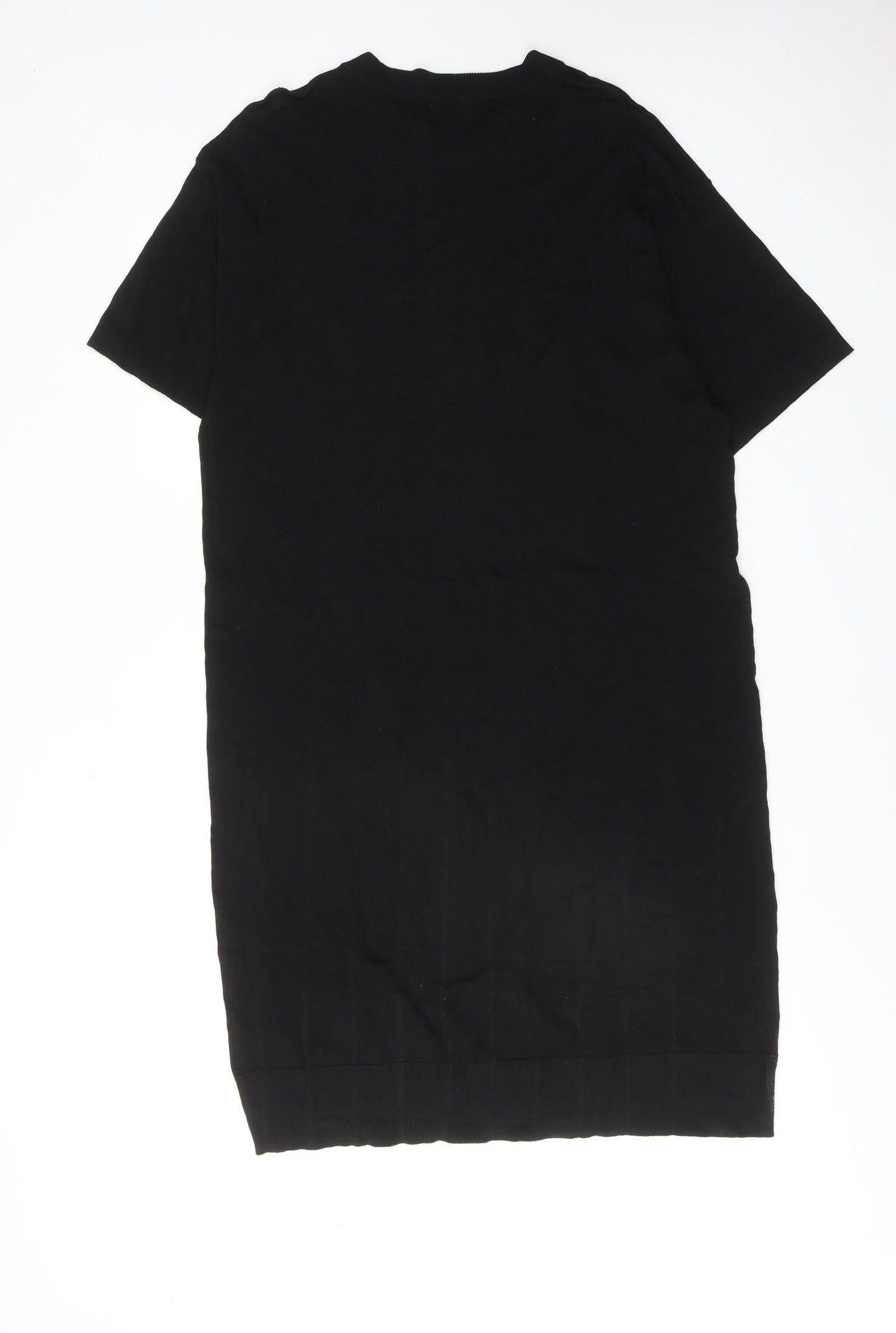 H&M Womens Black Viscose Jumper Dress Size S Round Neck Pullover