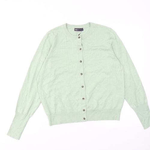 Marks and Spencer Womens Green Round Neck Viscose Cardigan Jumper Size 14