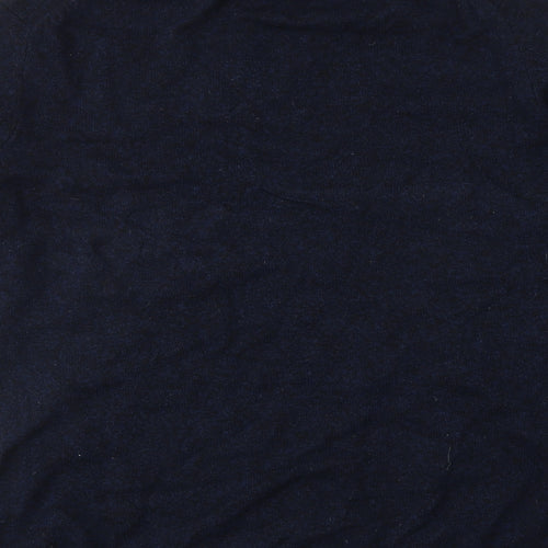 Marks and Spencer Mens Blue High Neck Wool Henley Jumper Size 3XL Long Sleeve