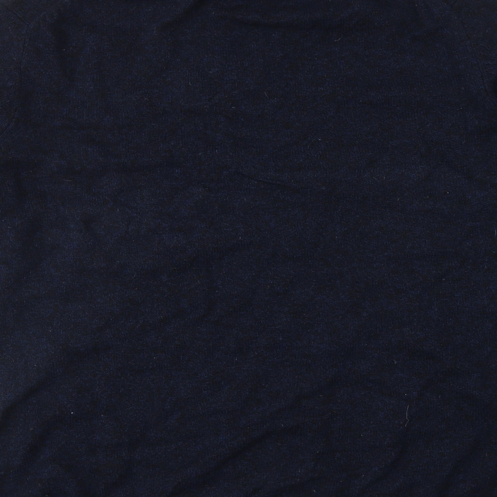 Marks and Spencer Mens Blue High Neck Wool Henley Jumper Size 3XL Long Sleeve