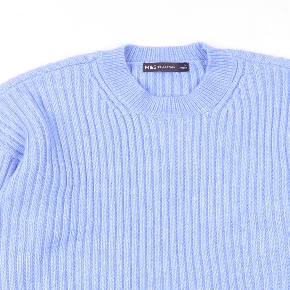 Marks and Spencer Womens Blue Round Neck Polyester Pullover Jumper Size M