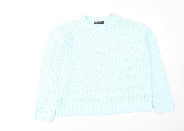 Marks and Spencer Womens Blue Round Neck Polyester Pullover Jumper Size L
