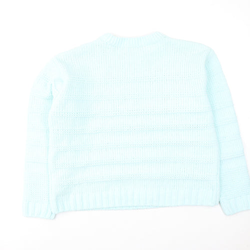 Marks and Spencer Womens Blue Round Neck Polyester Pullover Jumper Size L