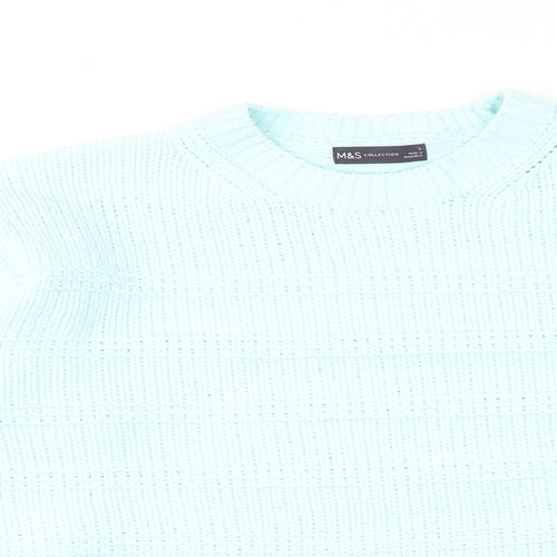 Marks and Spencer Womens Blue Round Neck Polyester Pullover Jumper Size L