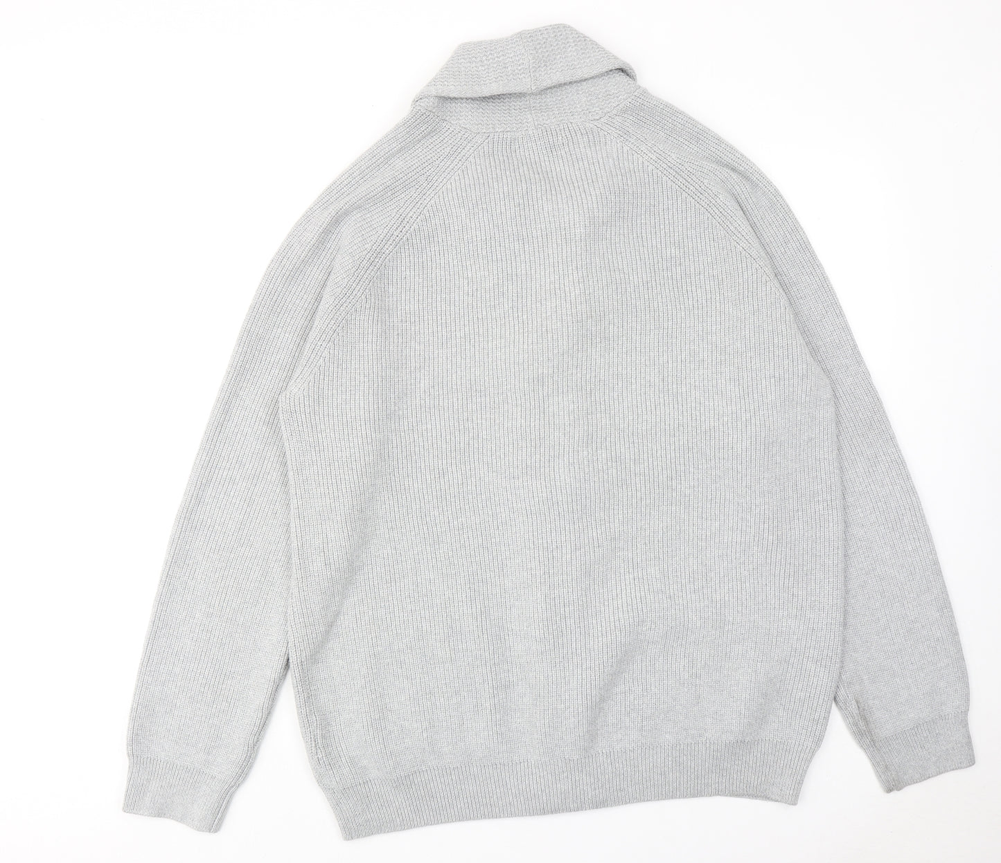 Marks and Spencer Mens Grey V-Neck Polyester Cardigan Jumper Size XL Long Sleeve