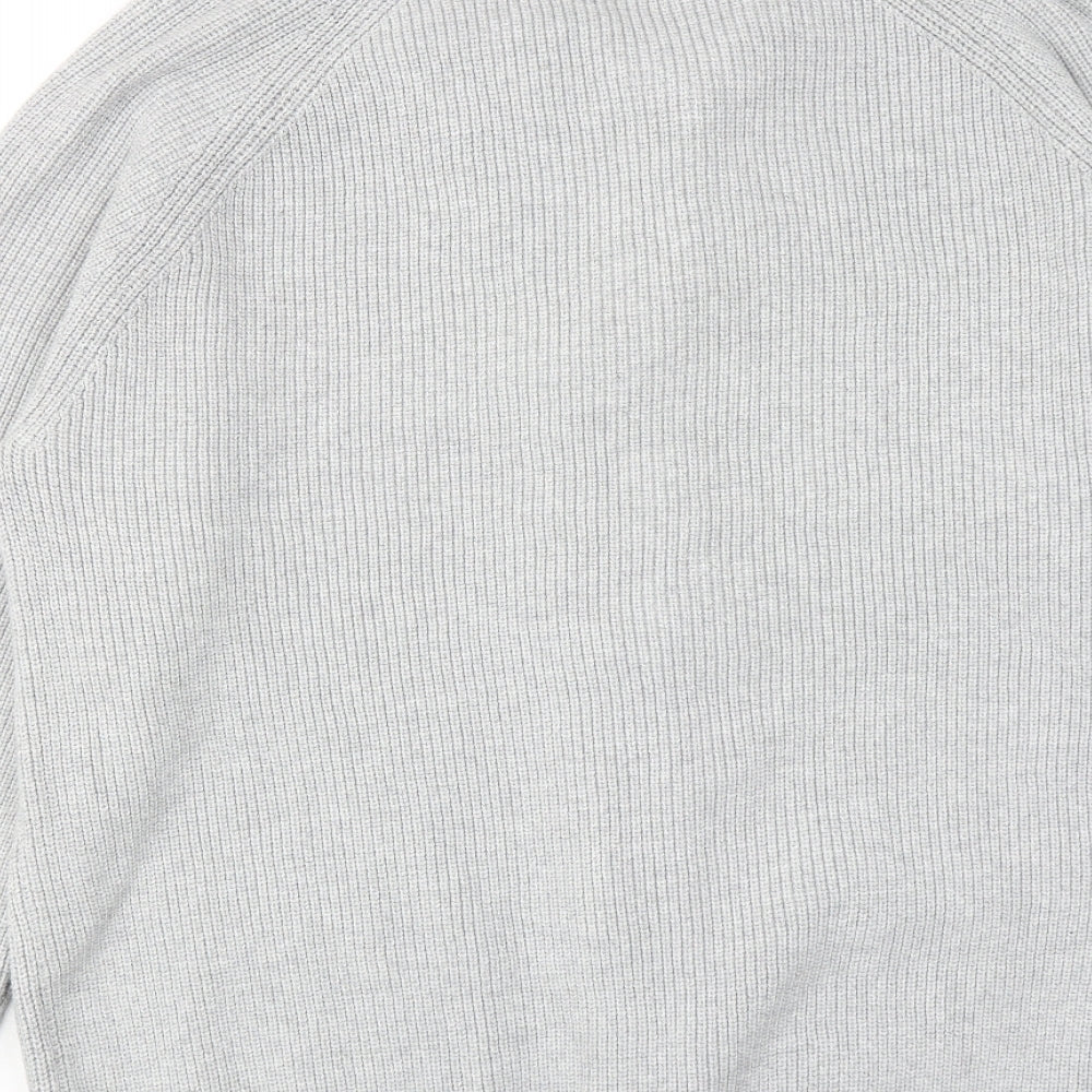 Marks and Spencer Mens Grey V-Neck Polyester Cardigan Jumper Size XL Long Sleeve