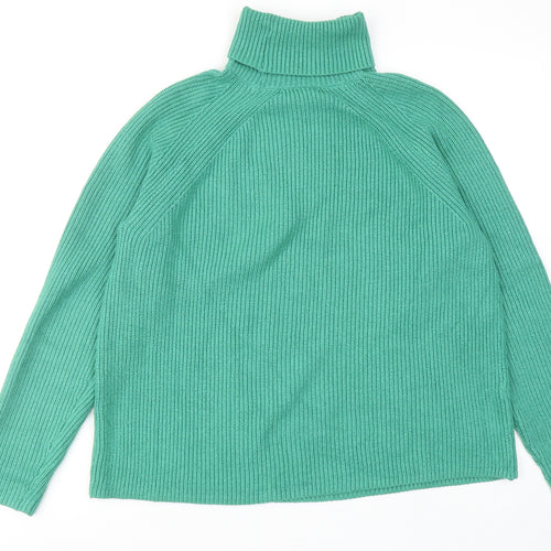 Marks and Spencer Womens Green Roll Neck Acrylic Pullover Jumper Size M