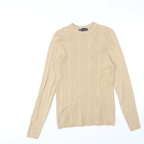Marks and Spencer Womens Beige Round Neck Acrylic Pullover Jumper Size 12