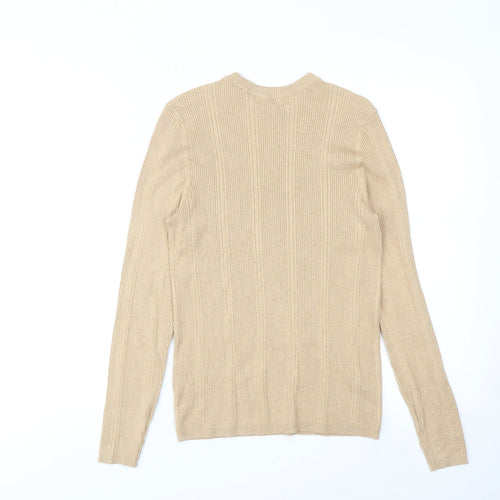 Marks and Spencer Womens Beige Round Neck Acrylic Pullover Jumper Size 12