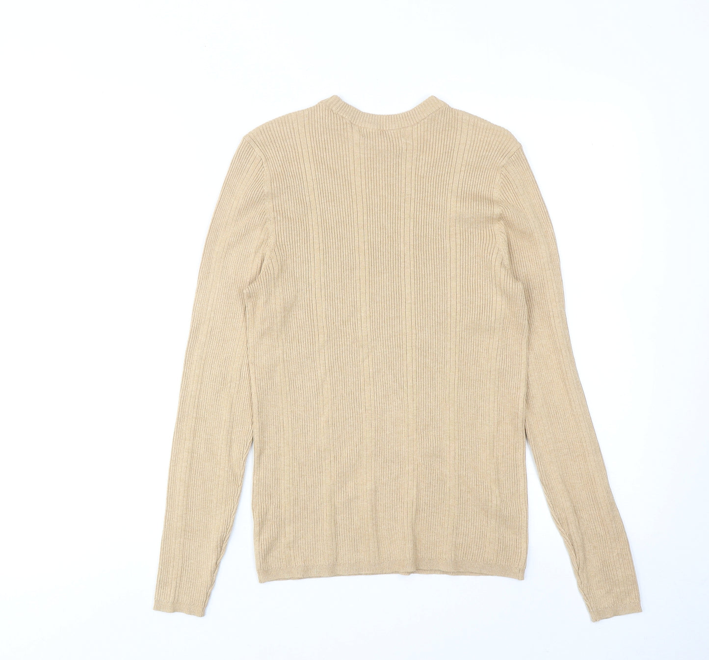 Marks and Spencer Womens Beige Round Neck Acrylic Pullover Jumper Size 12