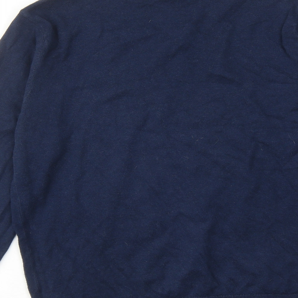 NEXT Mens Blue V-Neck Cotton Pullover Jumper Size M Long Sleeve