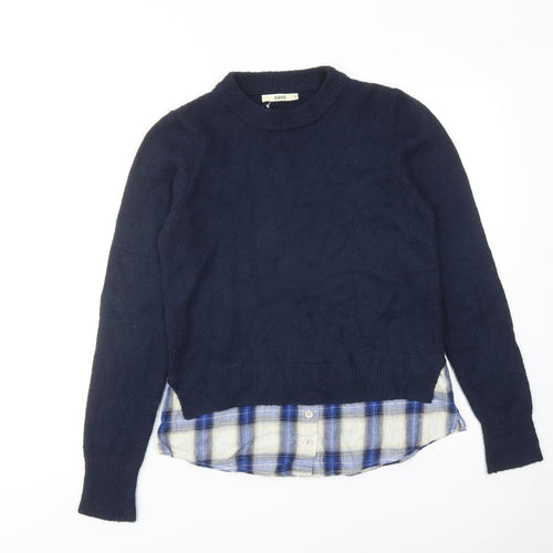 Oasis Womens Blue Round Neck Acrylic Pullover Jumper Size S