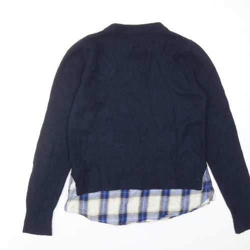Oasis Womens Blue Round Neck Acrylic Pullover Jumper Size S