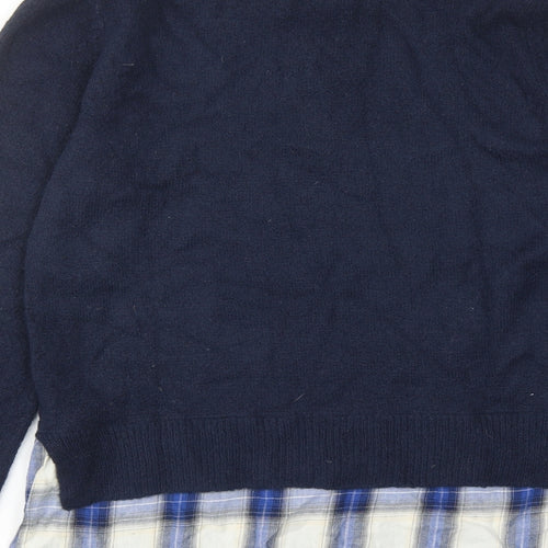Oasis Womens Blue Round Neck Acrylic Pullover Jumper Size S