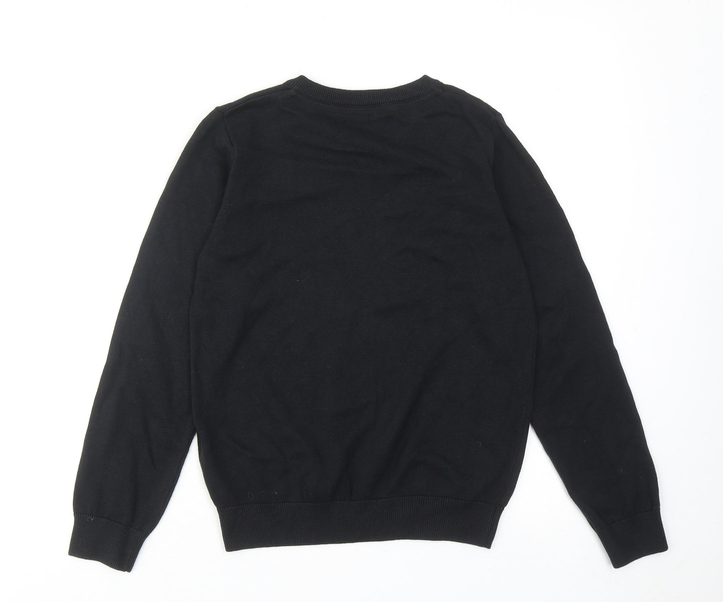 Marks and Spencer Boys Black V-Neck Cotton Pullover Jumper Size 10-11 Years Pullover