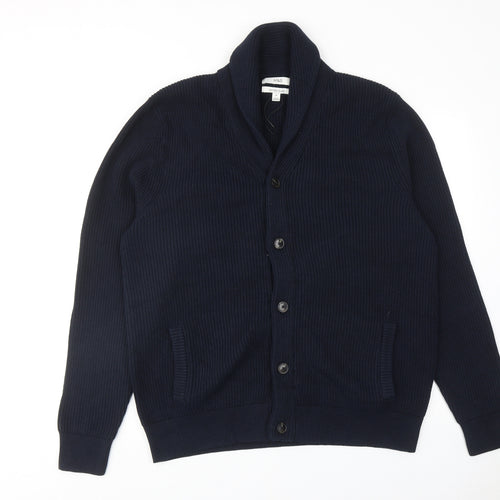 Marks and Spencer Mens Blue V-Neck Polyester Cardigan Jumper Size XL Long Sleeve