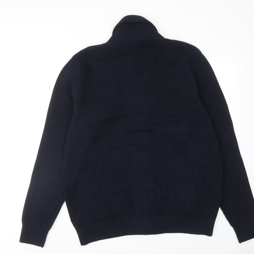 Marks and Spencer Mens Blue V-Neck Polyester Cardigan Jumper Size XL Long Sleeve