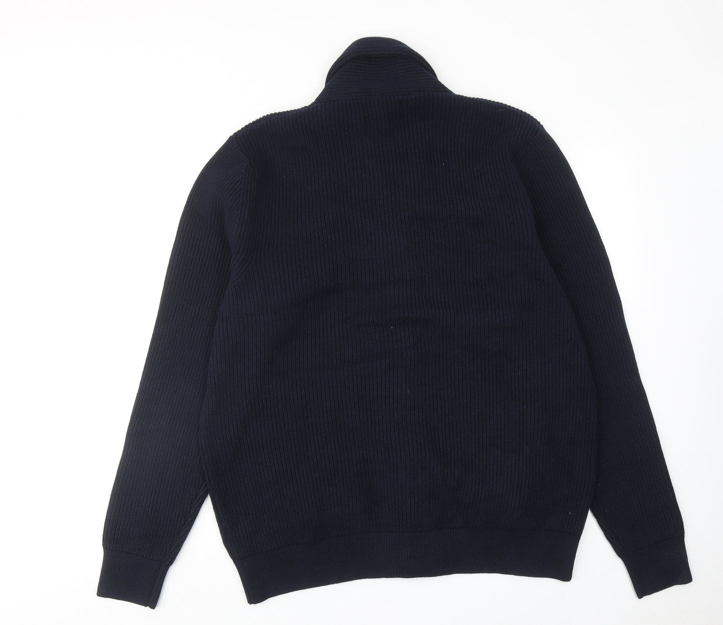 Marks and Spencer Mens Blue V-Neck Polyester Cardigan Jumper Size XL Long Sleeve