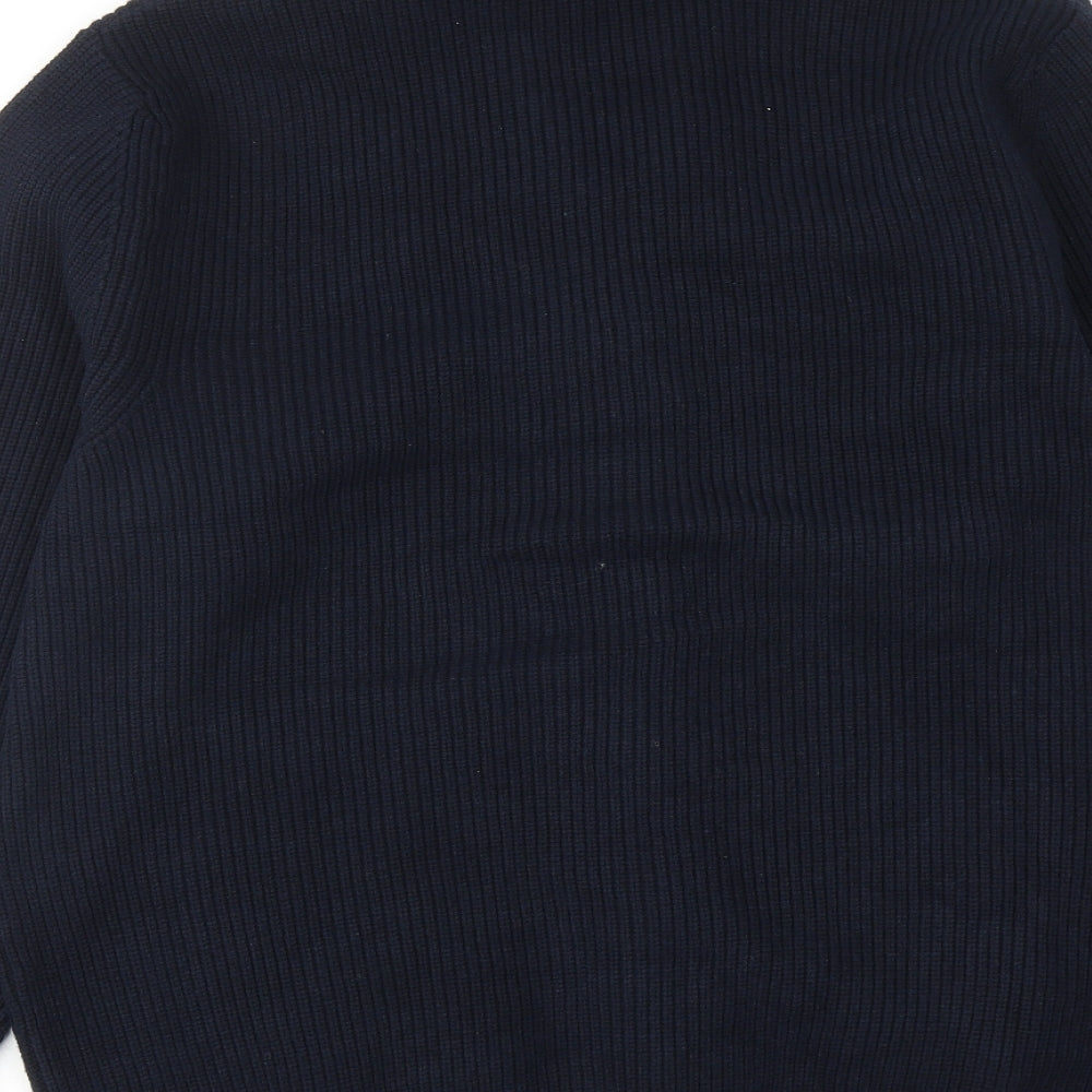 Marks and Spencer Mens Blue V-Neck Polyester Cardigan Jumper Size XL Long Sleeve