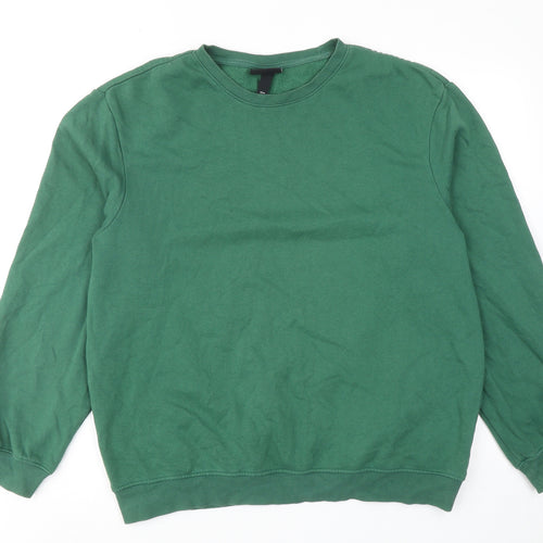 H&M Mens Green Cotton Pullover Sweatshirt Size M