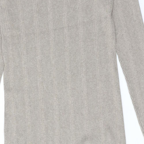 Marks and Spencer Womens Brown Viscose Jumper Dress Size 16 Roll Neck Pullover