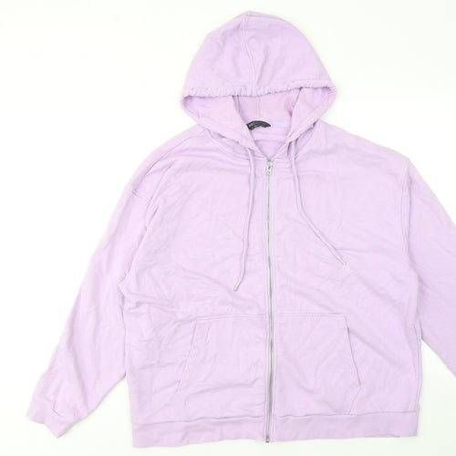 Marks and Spencer Womens Purple Cotton Full Zip Hoodie Size 20 Zip