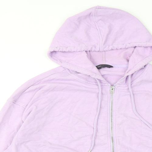 Marks and Spencer Womens Purple Cotton Full Zip Hoodie Size 20 Zip