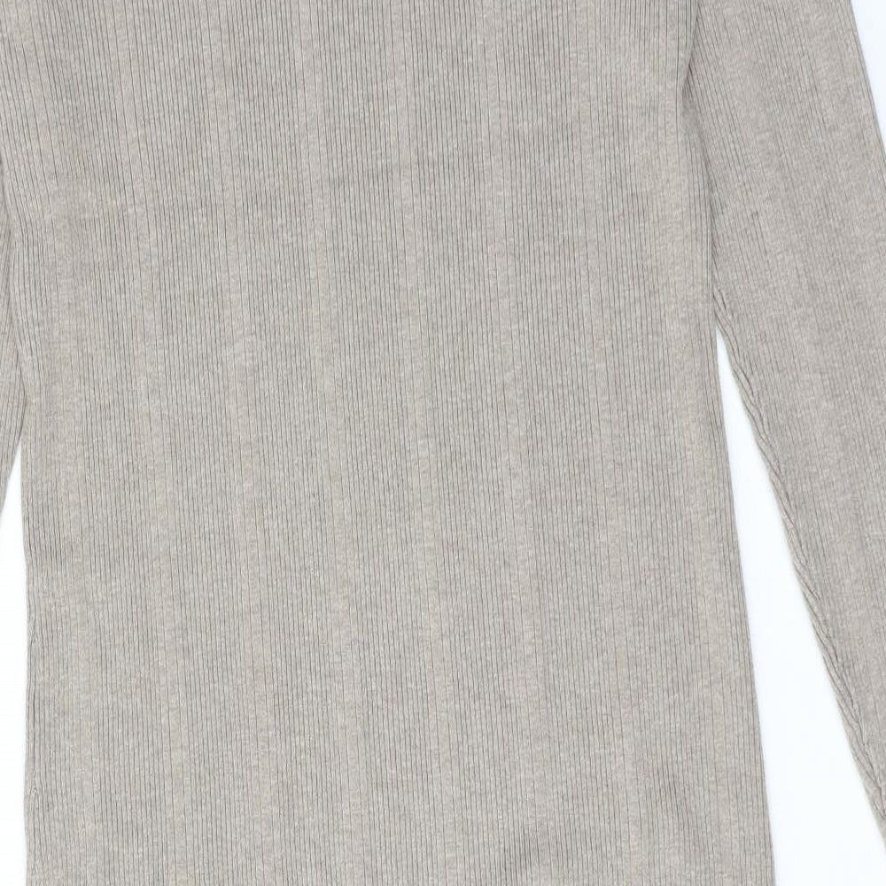 Marks and Spencer Womens Brown Viscose Jumper Dress Size 14 Roll Neck Pullover