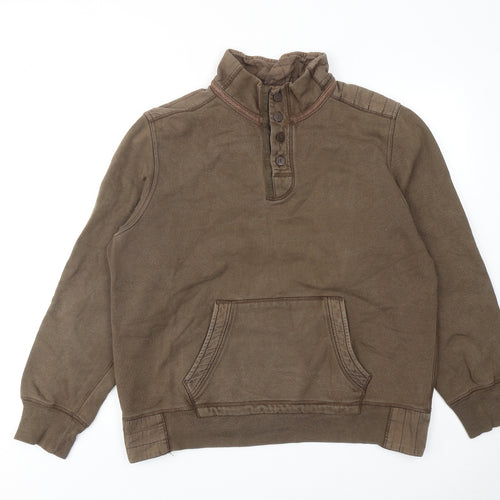 Marks and Spencer Mens Brown Cotton Henley Sweatshirt Size L
