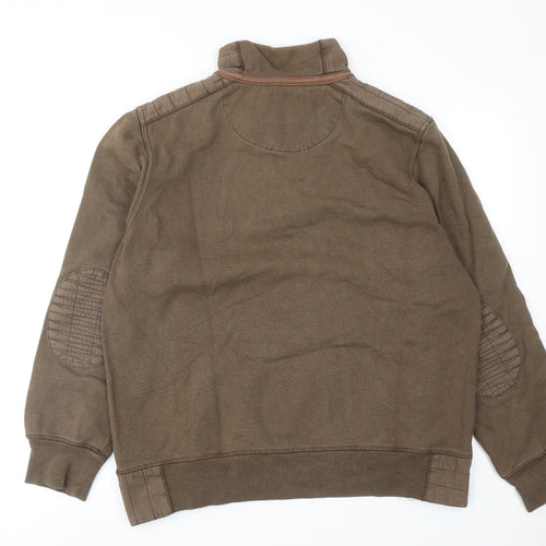 Marks and Spencer Mens Brown Cotton Henley Sweatshirt Size L