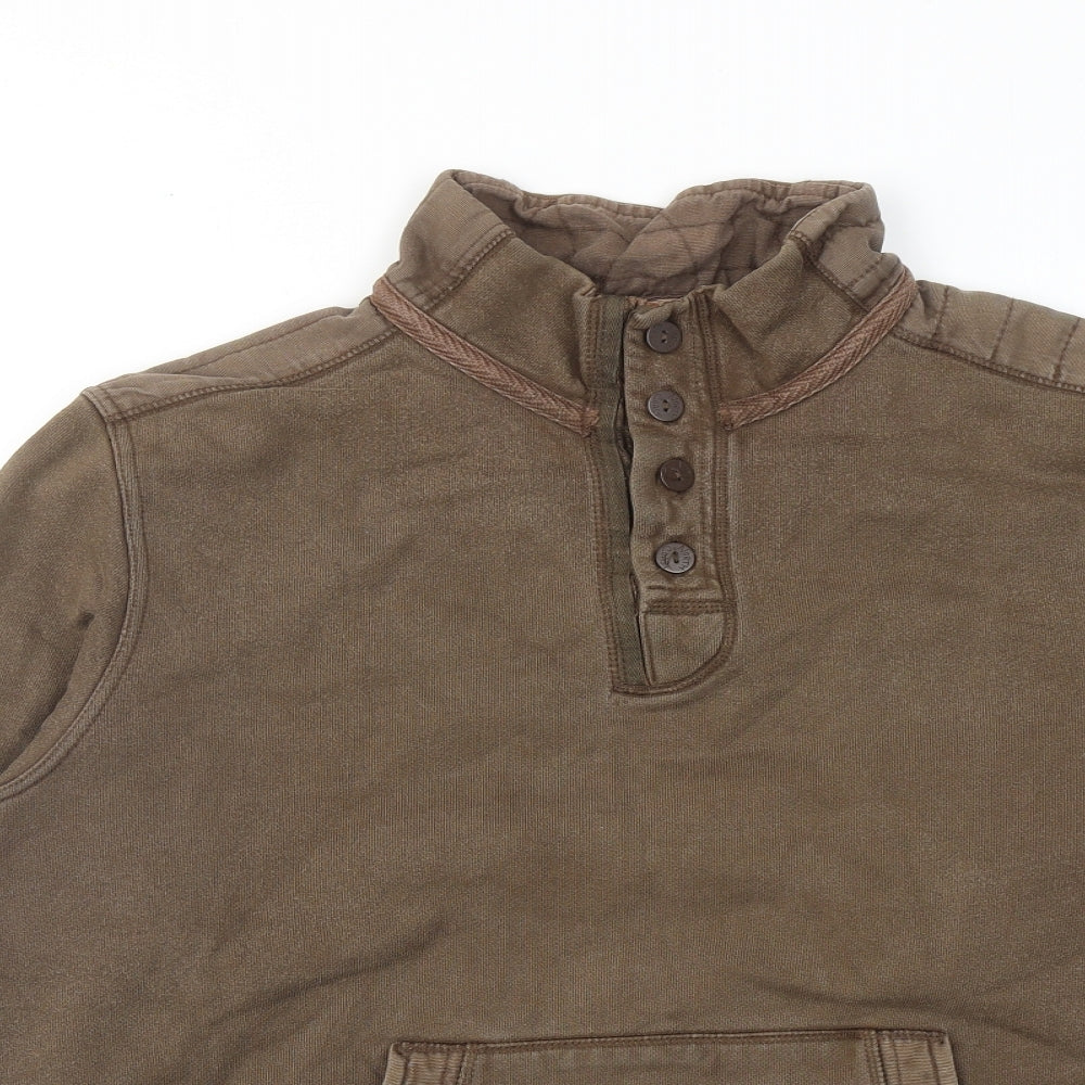 Marks and Spencer Mens Brown Cotton Henley Sweatshirt Size L