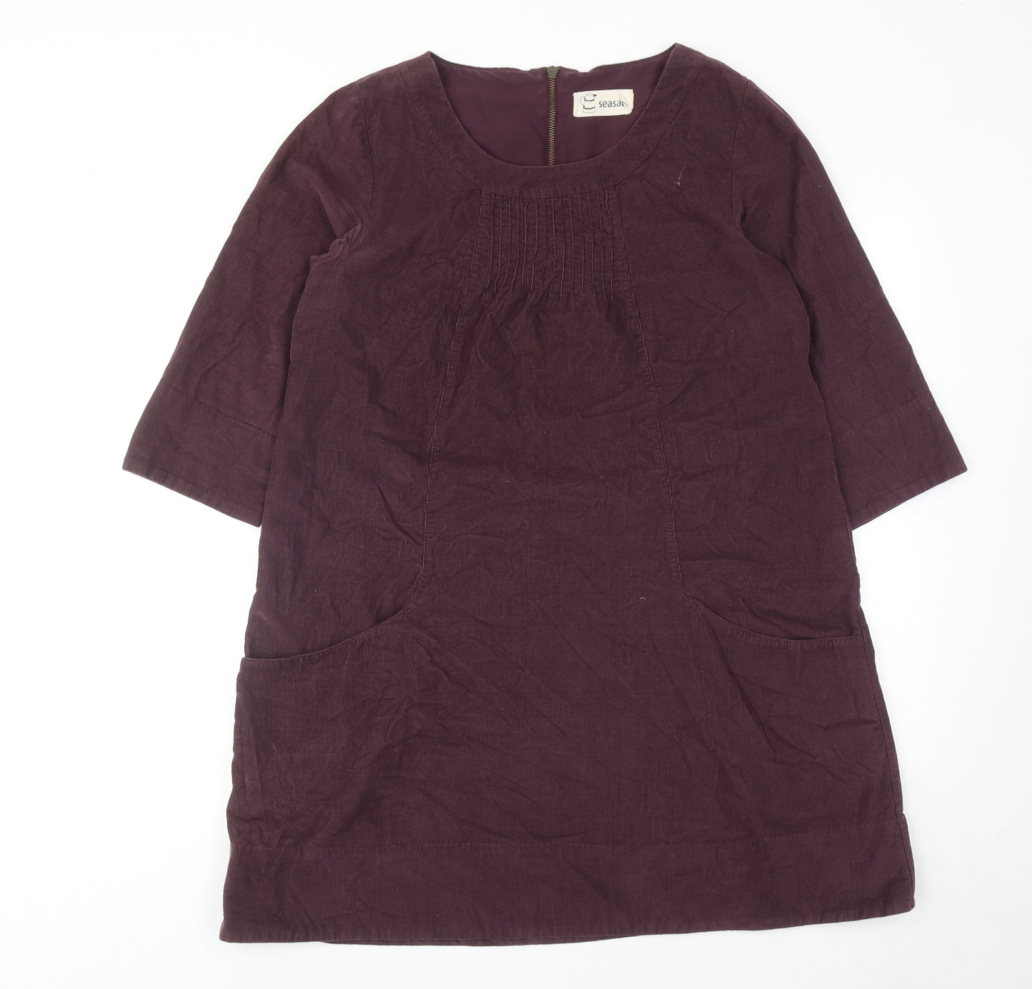 Seasalt Womens Red Cotton A-Line Size 14 Round Neck Zip