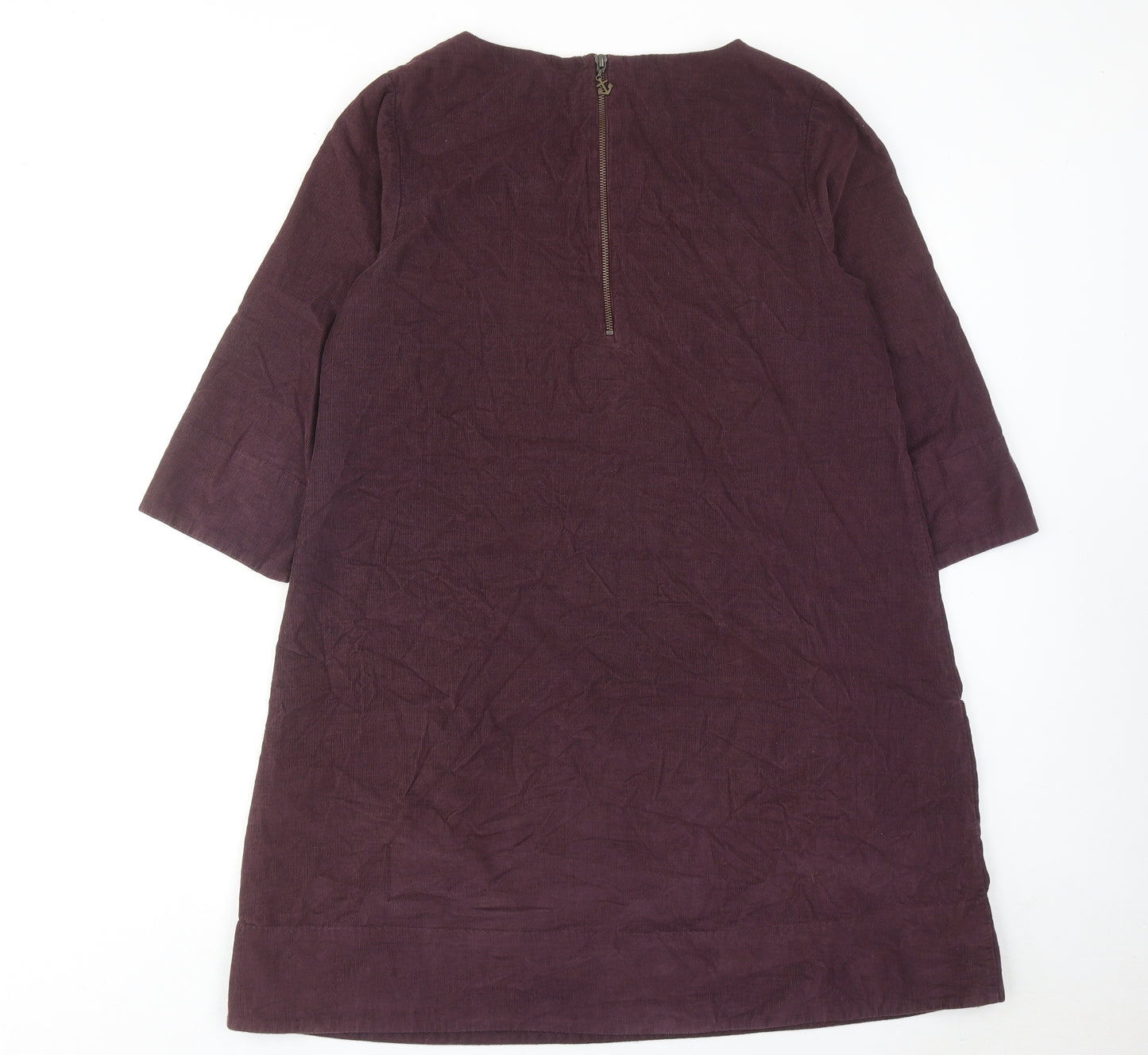 Seasalt Womens Red Cotton A-Line Size 14 Round Neck Zip