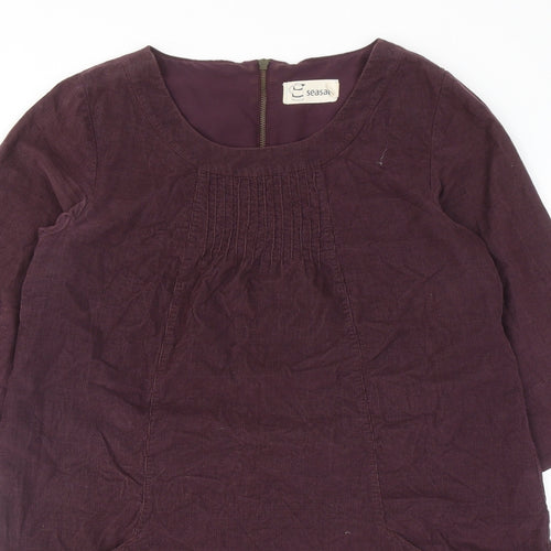 Seasalt Womens Red Cotton A-Line Size 14 Round Neck Zip