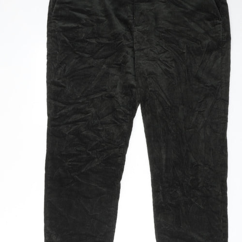 Marks and Spencer Mens Green Cotton Trousers Size 40 in L29 in Regular Zip