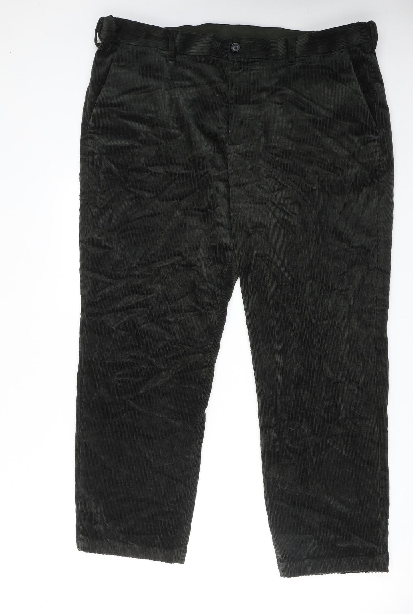 Marks and Spencer Mens Green Cotton Trousers Size 40 in L29 in Regular Zip