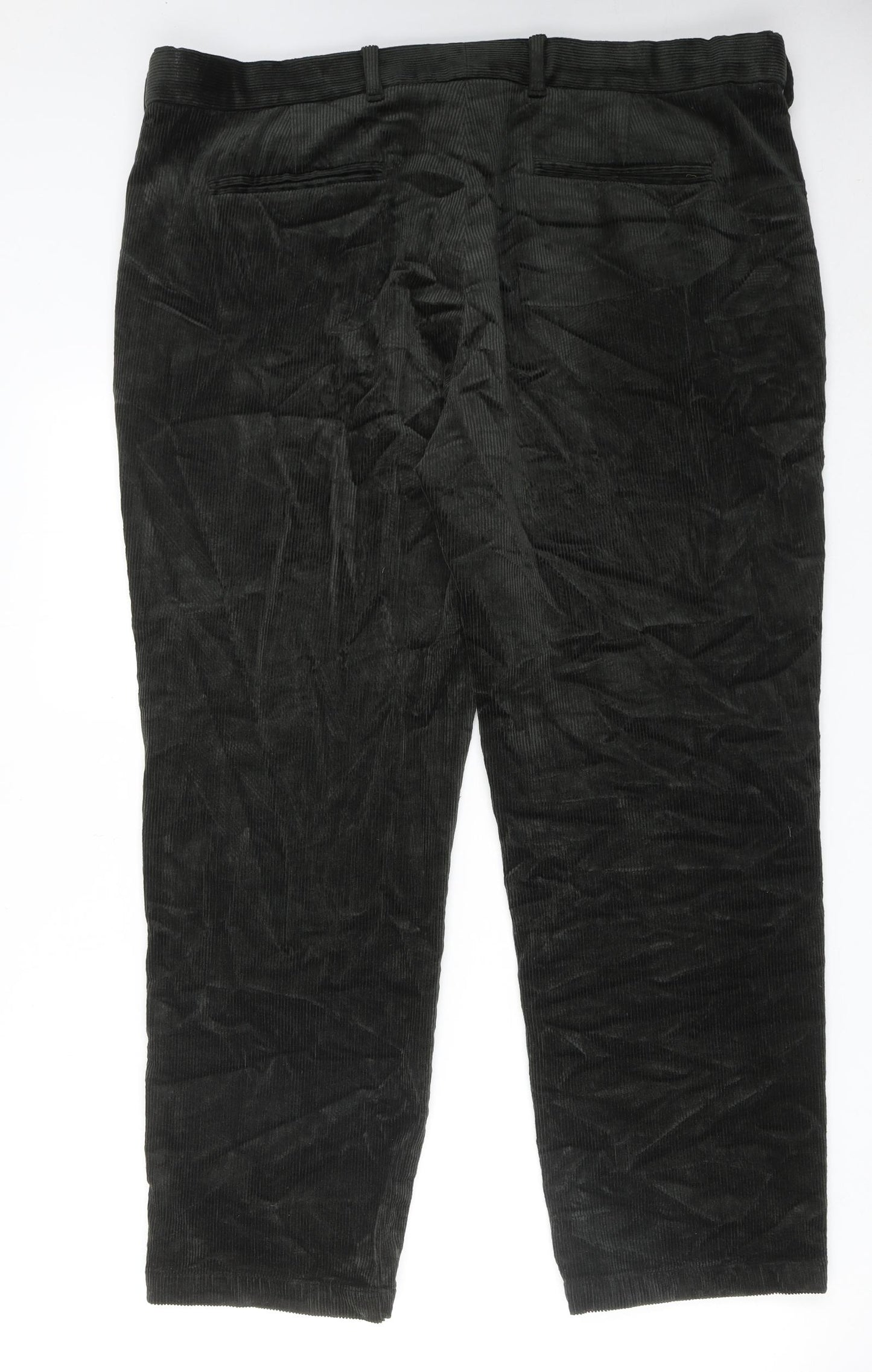Marks and Spencer Mens Green Cotton Trousers Size 40 in L29 in Regular Zip