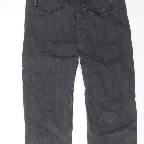 Per Una Womens Grey Cotton Straight Jeans Size 12 Regular Zip